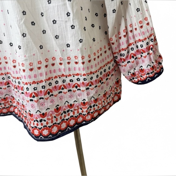 Boden Gauzy Tassel Tie Neck Boho Top Womens Size 4 White Floral - Picture 6 of 8